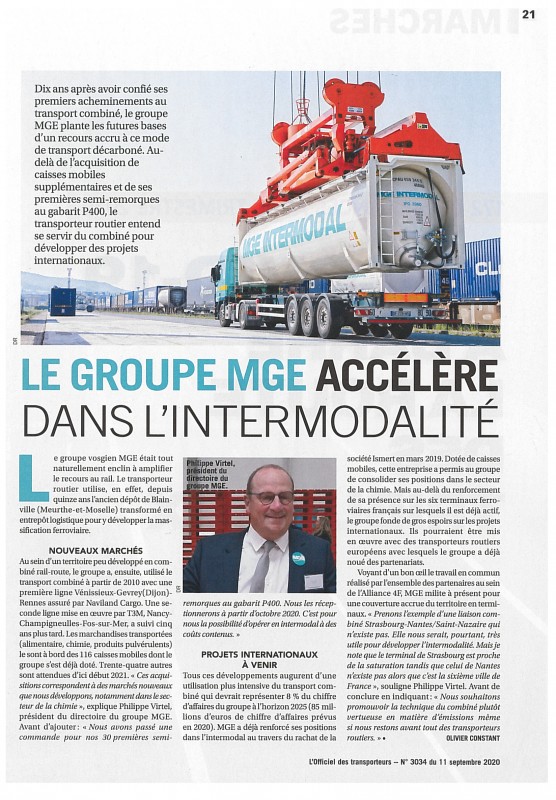 Article sur l'intermodal Officiel des transporteurs